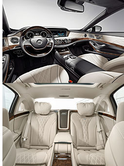 Mercedes-Maybach S-Klasse - Innenraum vorne (o.) und Fond (u.)
