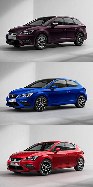 Seat Leon ST, Leon SC und Leon (v. o. n. u.)